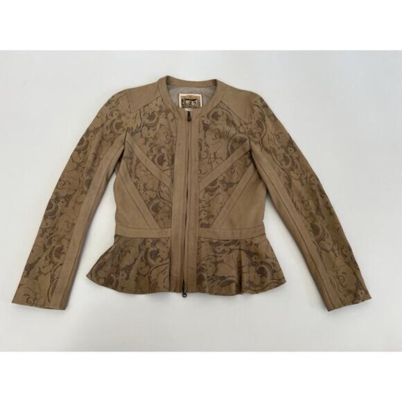 Vintage Vera Pelle Womens 8 Jacket Antica Pelleria Real Italian Leather Silk - Picture 1 of 16